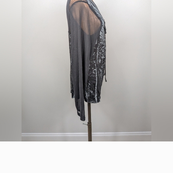 Affliction Womens Battle Zone Lace Up Top Mesh Back/Sleeves. XL - Picture 4 of 9